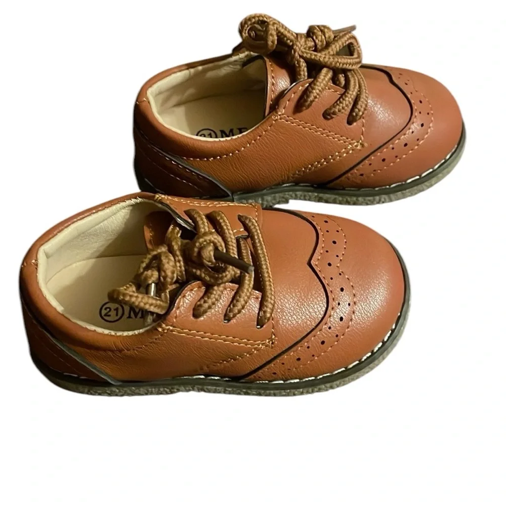 Classic Boys' Brown Dress Shoes - Kids Formal Lace-Up